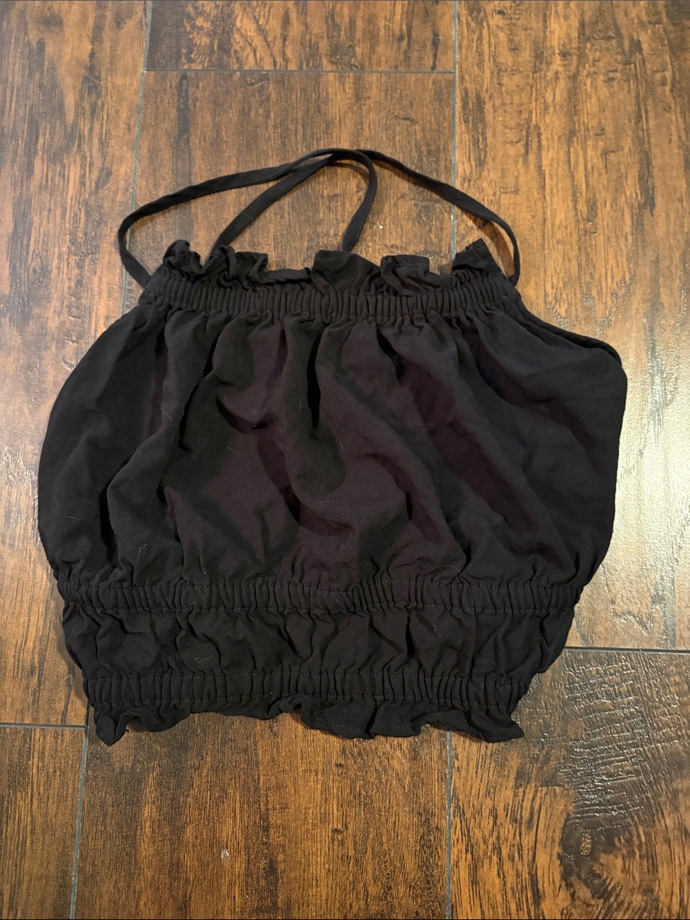 Mable halter Black Smocked Strap Women's Top